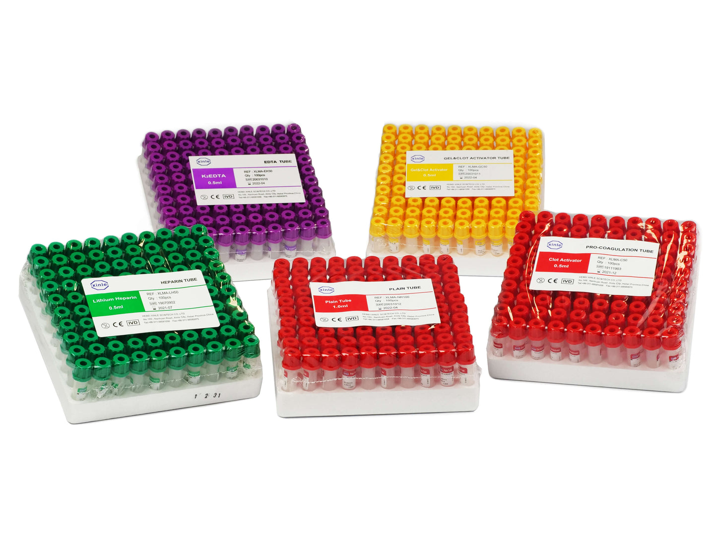 EDTA, Heparin, Gel + Clot Activator and Plain Tube